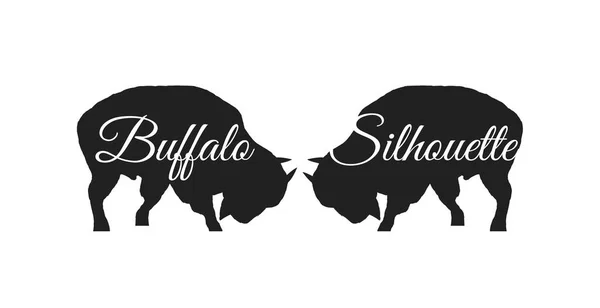 Dos siluetas de búfalo — Archivo Imágenes Vectoriales
