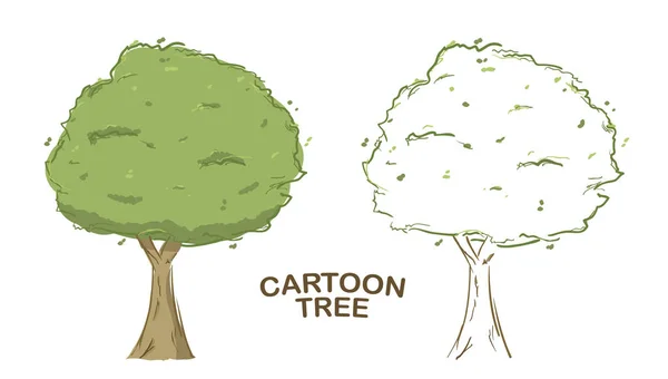 Duas árvores isoladas desenhadas à mão no fundo branco . —  Vetores de Stock