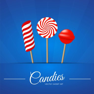 Vektör çizim: şeker mavi zemin üzerine.