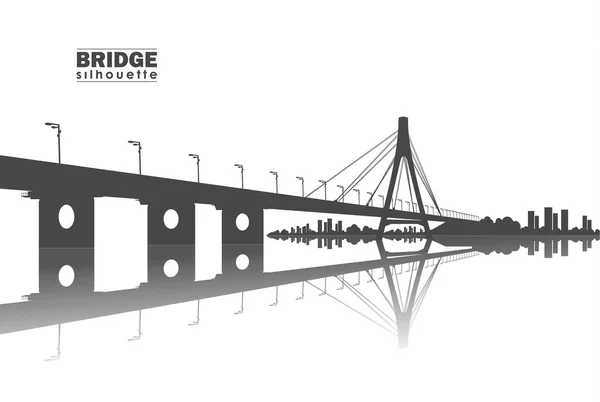 Ilustração vetorial: Silhueta de Ponte com cidade —  Vetores de Stock