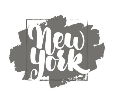Vektör çizim. Vintage el baskı New York yazı. T-shirt tasarım