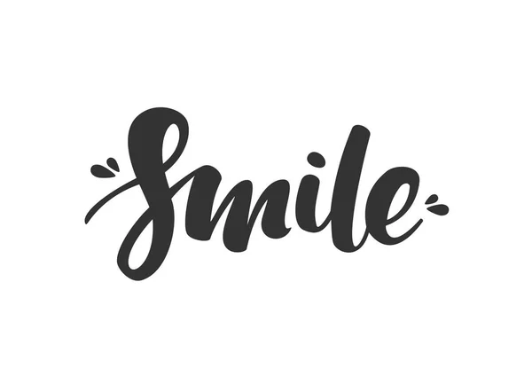 Handwritten modern brush lettering of Smile on white background. — Stock Vector