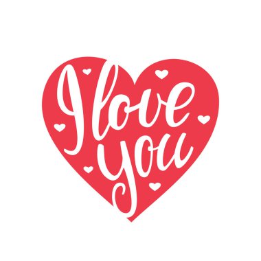 Vektör çizim: ı Love You, harflerle kalp arka plan üzerinde el yazısı