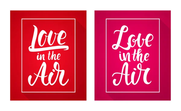 Ilustración vectorial: Conjunto de dos pósters con letras manuscritas de Amor en el Aire . — Archivo Imágenes Vectoriales