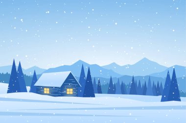 Ön plan şirketten, kış dağlar yatay.