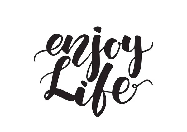 Handwritten brush lettering of Enjoy Life isolated on white background. — Stock Vector