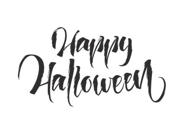Vektör çizim: yazı mutlu Halloween el yazısı