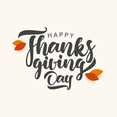 Happy Thanksgiving Day. Vector greeting card with autumn leaves clipart