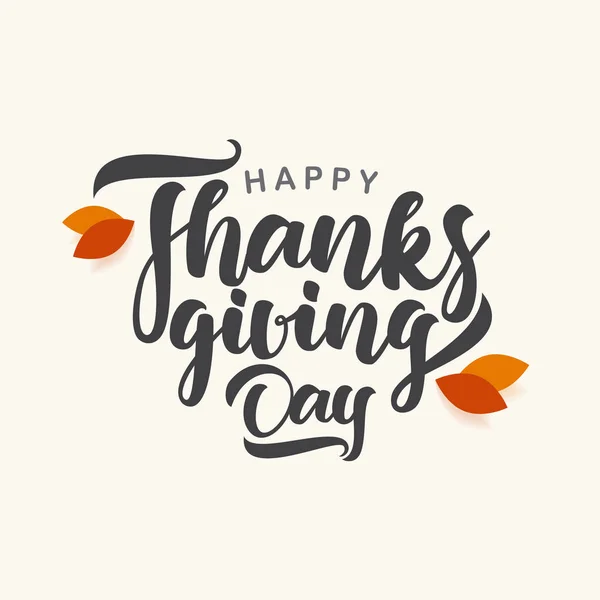 Feliz Día de Acción de Gracias. Tarjeta de felicitación vectorial con hojas de otoño — Archivo Imágenes Vectoriales