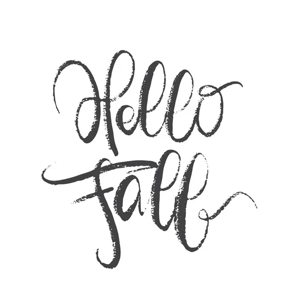 Letras texturizadas manuscritas de Hello Fall — Vetor de Stock