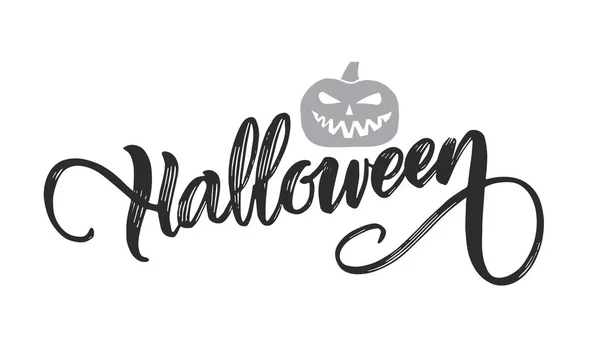 Векторное ручное написание Хэллоуина с тыквой на белом фоне — стоковый вектор