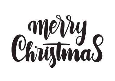 Çizilmiş modern fırça el yazın yazı Merry Christmas beyaz arka plan üzerinde izole.