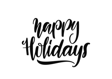 Happy Holidays el yazısı harfler beyaz arka plan üzerinde vektör. Tipte tasarım