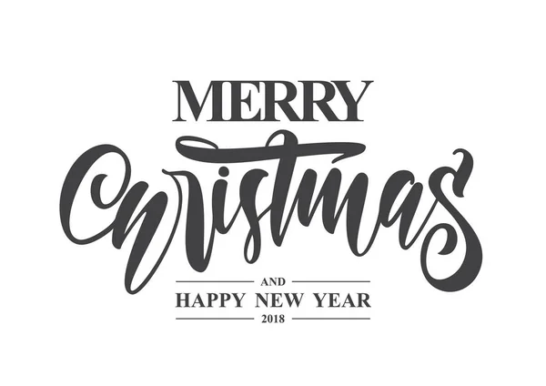Letras tipo mano de Feliz Navidad y Feliz Año Nuevo sobre fondo blanco — Vector de stock