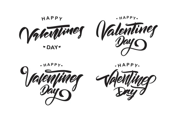 Set of Hand drawn elegant modern brush letterings of Happy Valentines Day — Stock Vector