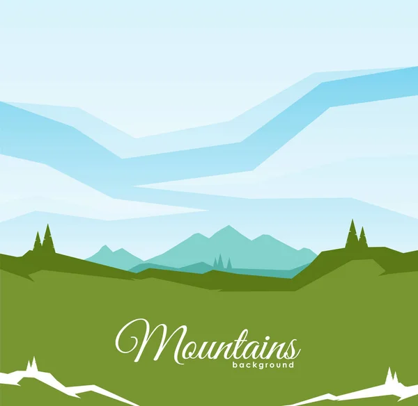 Mountain landscape background with geometric clouds. — Stock Vector
