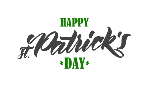 Vektorové ilustrace: ručně tažené kaligrafický štětec typ nápis Happy St. Patricks Day na bílém pozadí — Stockový vektor