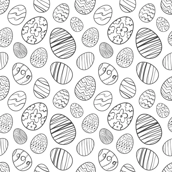 Vektör çizim: elle çizilmiş Paskalya yumurta Seamless modeli. Satır doodle tasarım kroki.