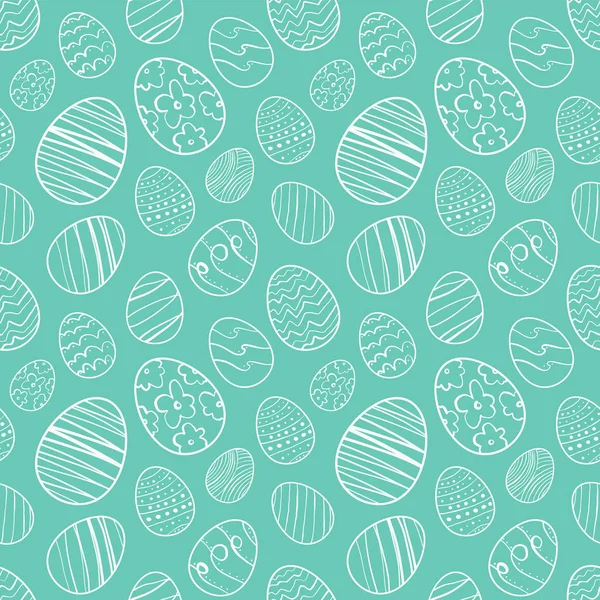 Vector illustration: Seamless pattern background of Hand drawn Easter eggs. Sketch line doodle design. — Stock Vector