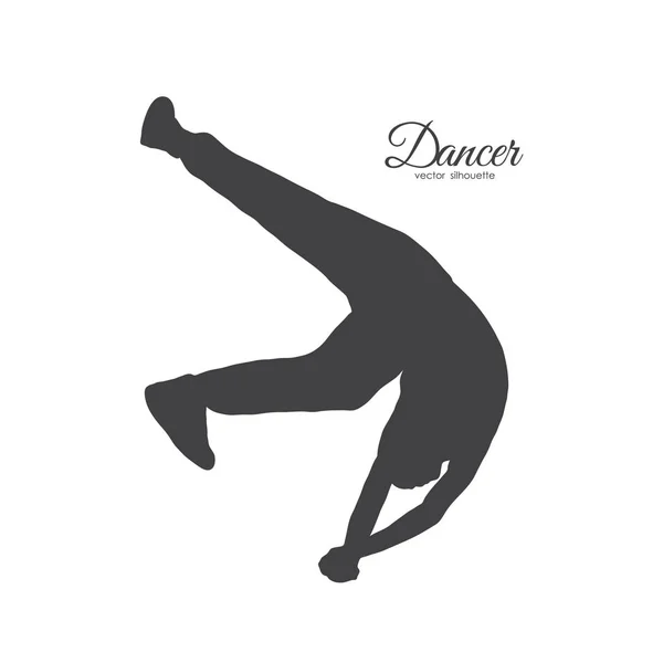 Silhouette de break dance expressive. Homme dansant de Hip Hop — Image vectorielle