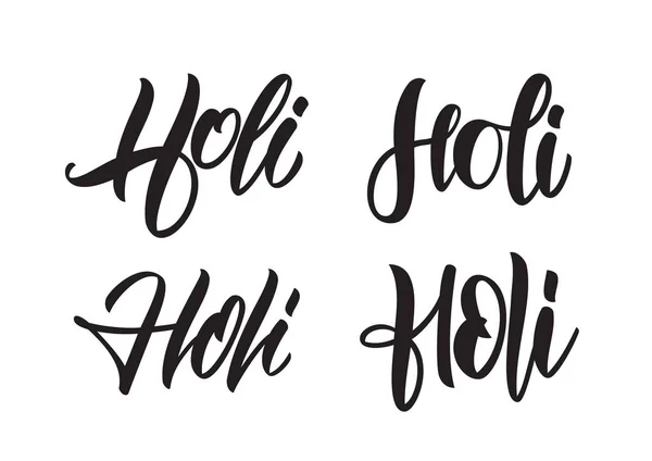 Ilustración vectorial: Conjunto de letras tipo pincel manuscritas de Happy Holi aisladas sobre fondo blanco . — Vector de stock