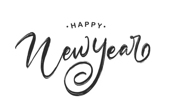 Handwritten elegant modern brush lettering of Happy New Year isolated on white background.