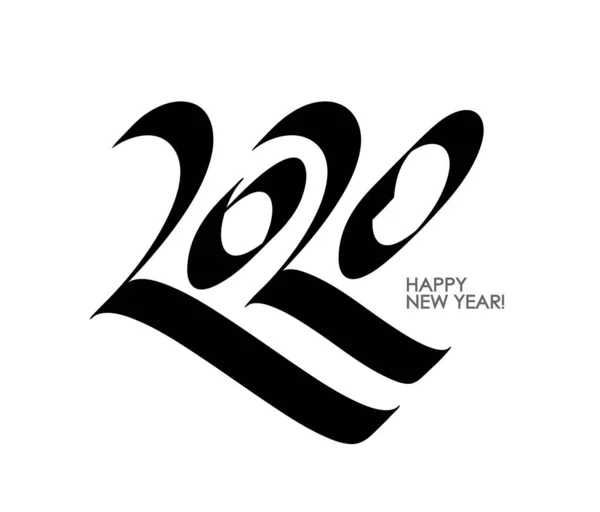 Calligrafia manoscritta dei numeri 2020. Felice anno nuovo . — Vettoriale Stock