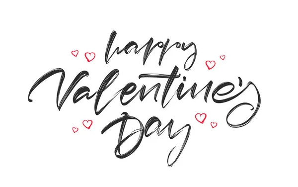 Vector illustration. Handwritten modern brush lettering of Happy Valentines Day on white background. — 스톡 벡터