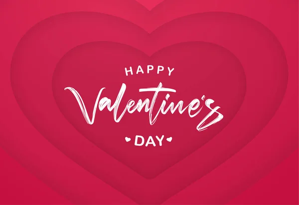 Romantic greeting card with lettering of Happy Valentines Day on paper hearts background — 스톡 벡터