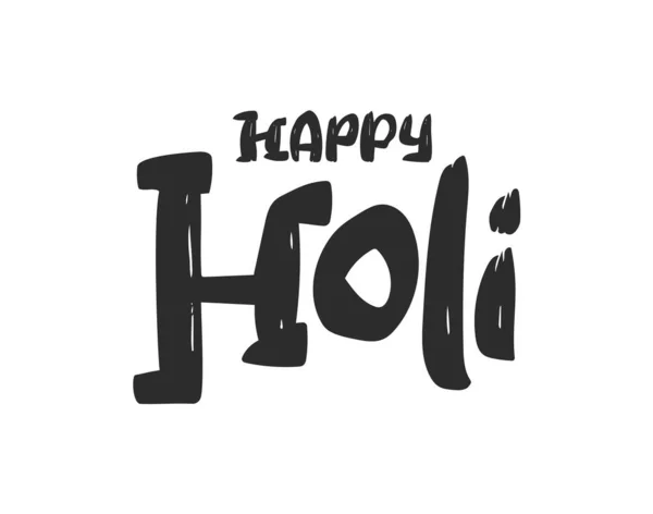 Ilustración vectorial: Letras de tinta dibujadas a mano de Happy Holi sobre fondo blanco — Archivo Imágenes Vectoriales