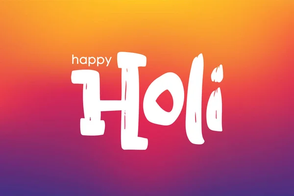 Hand drawn type lettering of Happy Holi on colorful blurred background — Stock Vector