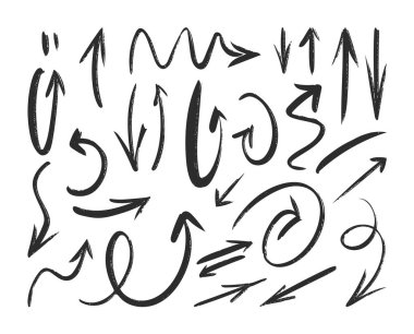 Vector illustration: Hand drawn sketch arrows on white background.