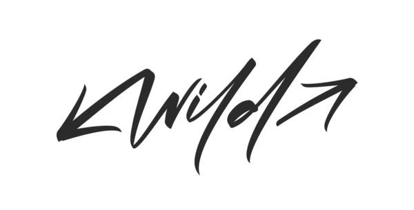 Tipo de pincel desenhado à mão lettering de Wild no fundo branco — Vetor de Stock