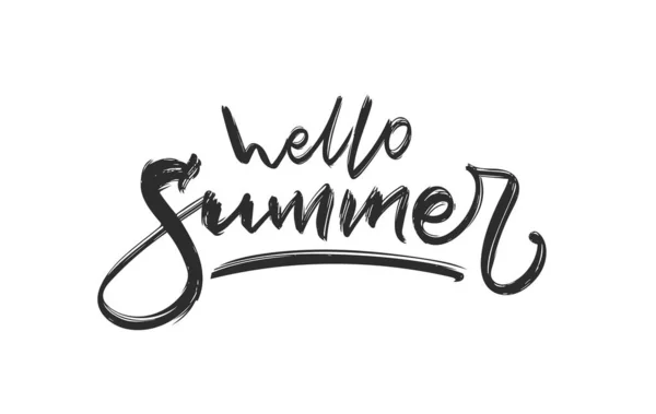Odręcznie pisany tusz Hello Summer na białym tle — Wektor stockowy