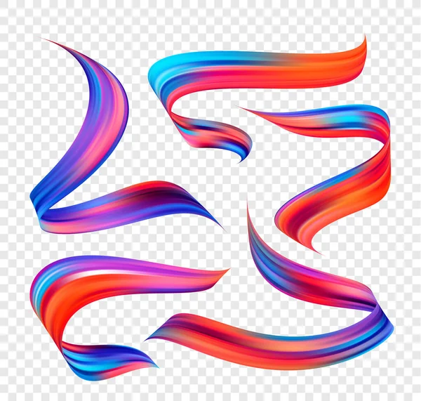 Набір абстрактних елементів потоку кольорових хвиль. Кольоровий штрих пензля скручена форма рідини . — стоковий вектор