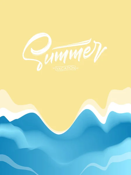 Vector Illustration Abstract Wavy Background Beach Handwritten Lettering Summer Sand — Stock Vector