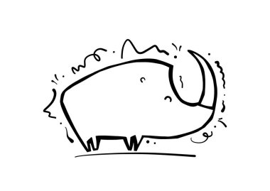 El çizimi gergedanlar. Çizgi çizimi.