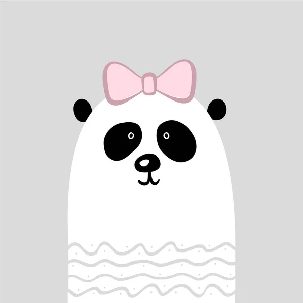 Vector Handgezeichnetes Panda-Mädchen mit Schleife. Kinder T-Shirt Print. — Stockvektor