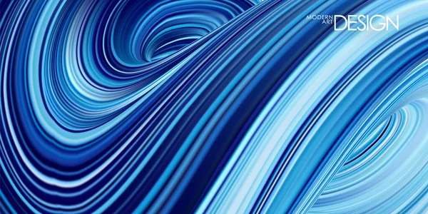 Blauw gekleurde abstracte gedraaide golvende vloeibare achtergrond. Trendy vormgeving — Stockvector
