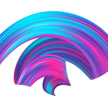 Vektör illüstrasyonu: 3D soyut bükülmüş sıvı şekil. Akrilik ya da yağlı boya lekesi.