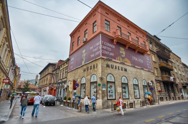 Saraybosna, Bosna Hersek-Temmuz 11, 2013: bir yer Arşidük Franz Ferdinand cinayet, Avusturya-Macaristan tahtının ve eşi, Saraybosna Sırp Gavrilo Princip öğrenci Hohenberg Düşesi Sophia hanedanı varisi