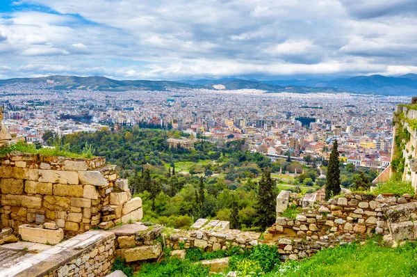 La vista de Atenas desde la Acrópolis — Foto de Stock