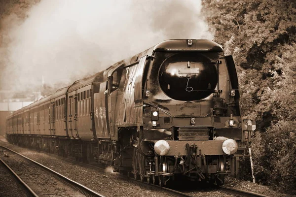 Treno a vapore di tangmere corre su binari — Foto Stock