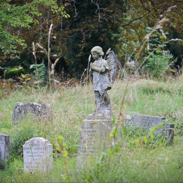 Надгробия на церковном кладбище — стоковое фото