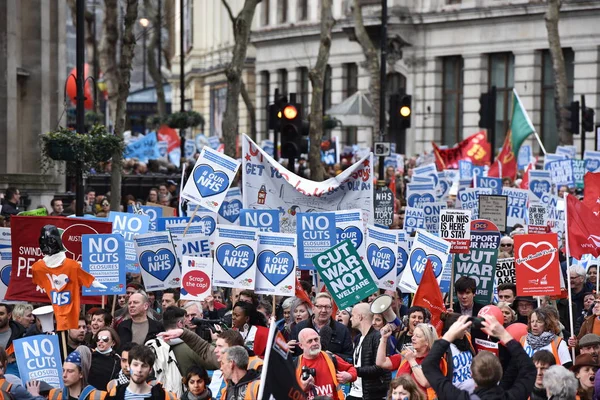 Лондон Великобритания Марта 2017 Года Протестующие Маршируют Центру Лондона Время — стоковое фото