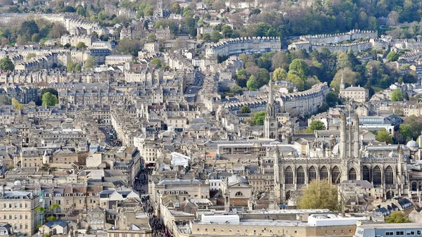 Flygfoto Över Somerset Staden Bath England Världsarvsstad Populäraste Turistattraktioner — Stockfoto
