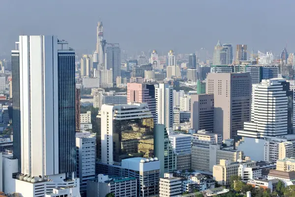 Bangkok Thailand Februari 2013 Panoramautsikt Över Staden Med Skyskrapor Grå — Stockfoto