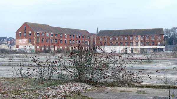Vista Los Páramos Abandonados Antiguo Emplazamiento Industrial Centro Ciudad Concretamente — Foto de Stock