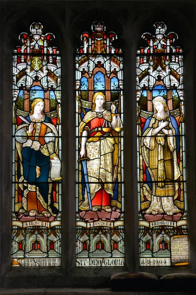 Lacock Juli 2014 Zicht Een Glas Loodraam Cyriac Church Kerk — Stockfoto