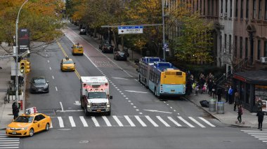 Sonbahar sezonunda şehir parkındaki yol manzarası